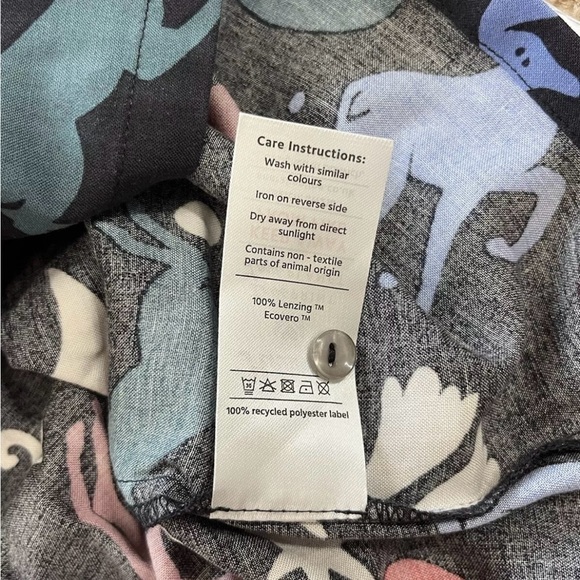 Anorak Love Print Love Planet Midi Animal Print Button Up Dress Size 10 - Picture 6 of 12